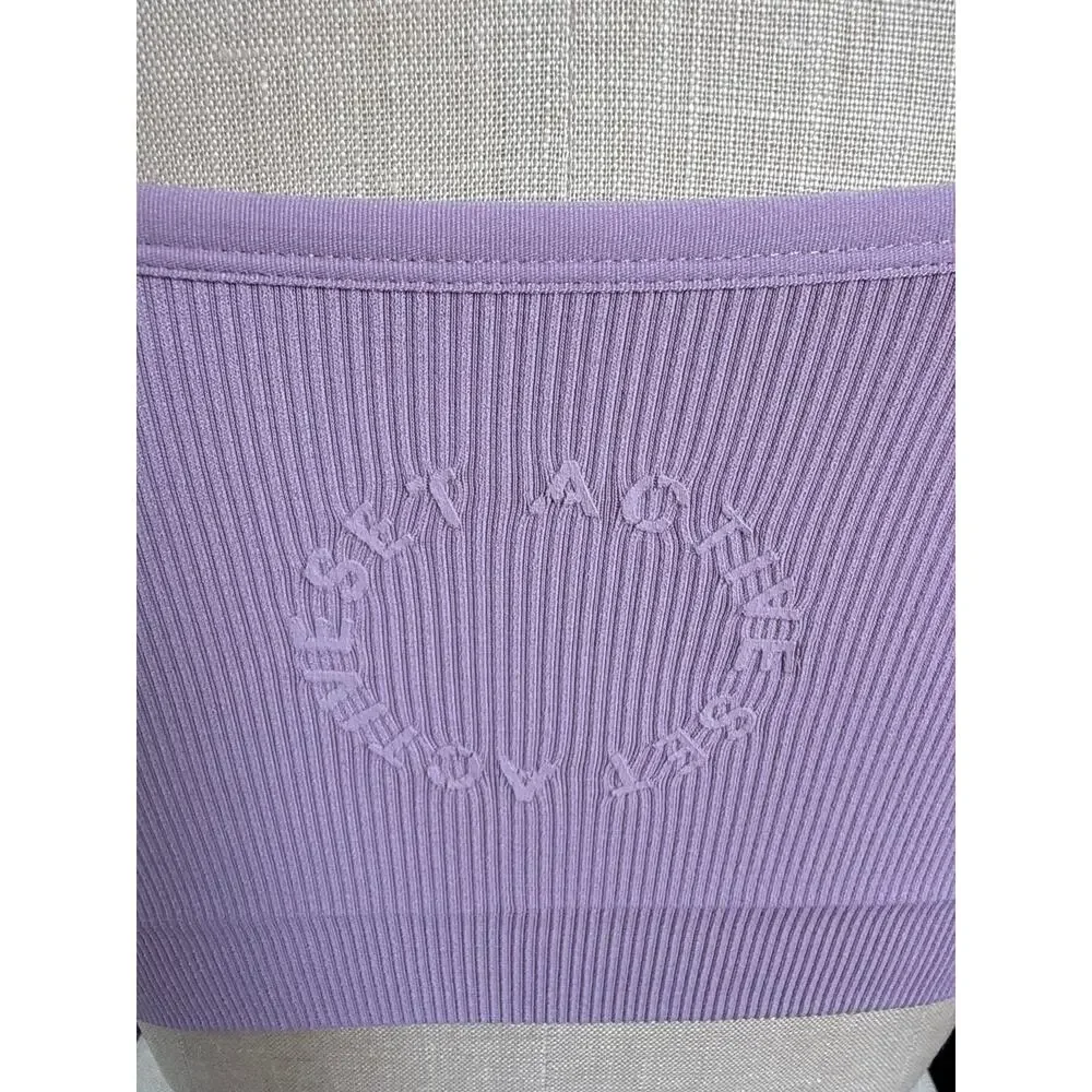 SET ACTIVE Ribbed Longline Purple Lilac Sports Bra Size Small